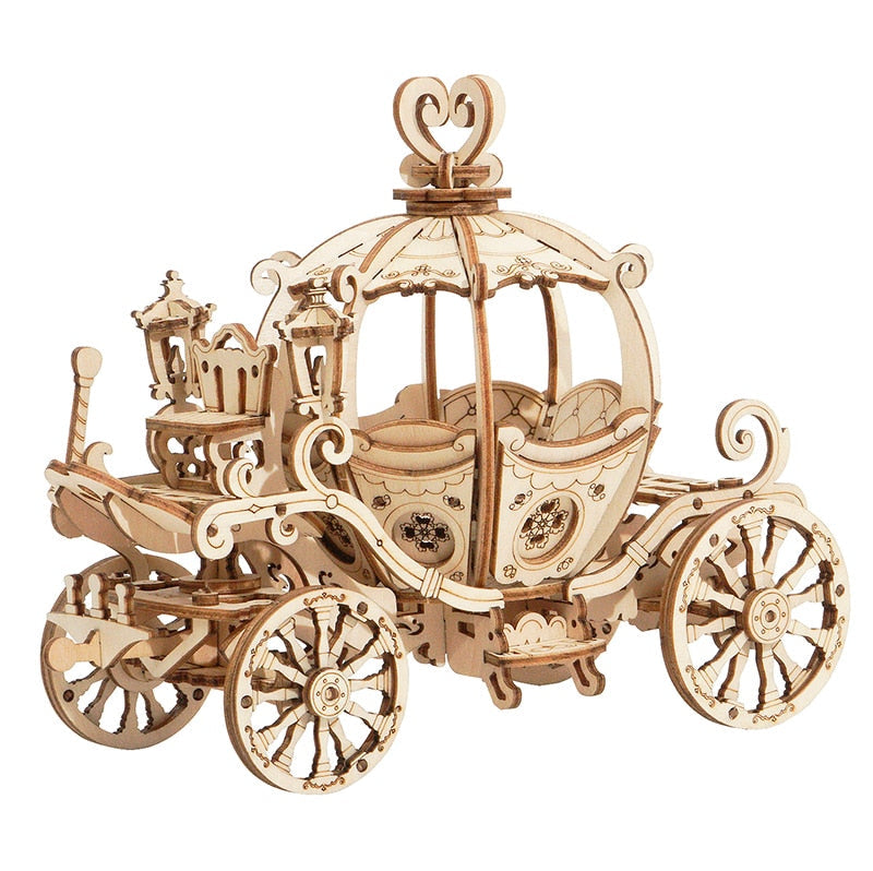 Robotime New Arrival DIY 3D Gramophone Box,Pumpkin Cart Wooden Puzzle Game Assembly Popular Toy TG408