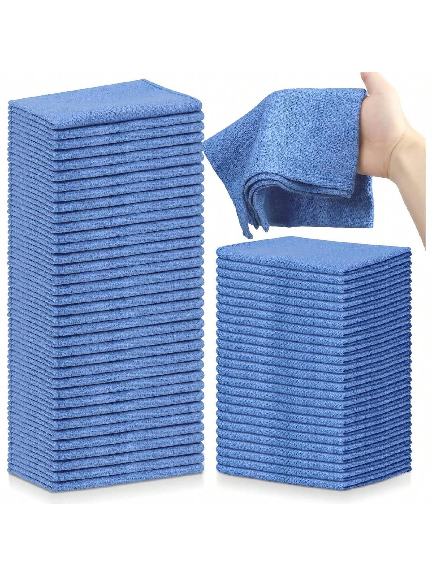 Homehours 100 Pcs Blue Surgical Huck Towels Bulk 24 x 17 Inches Cotton Cleaning Shop Towels Blue Shop Rags Absorbent Wiping Towels for Cleaning Shops Bars Hotel Industries Garage