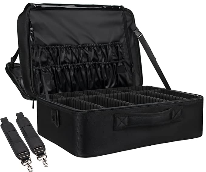 Extra-large Makeup Case, a Must for Double-layer Travel, a Storage Case for Professional Makeup Artists to Put Cosmetics, with Adjustable Partitions and Support