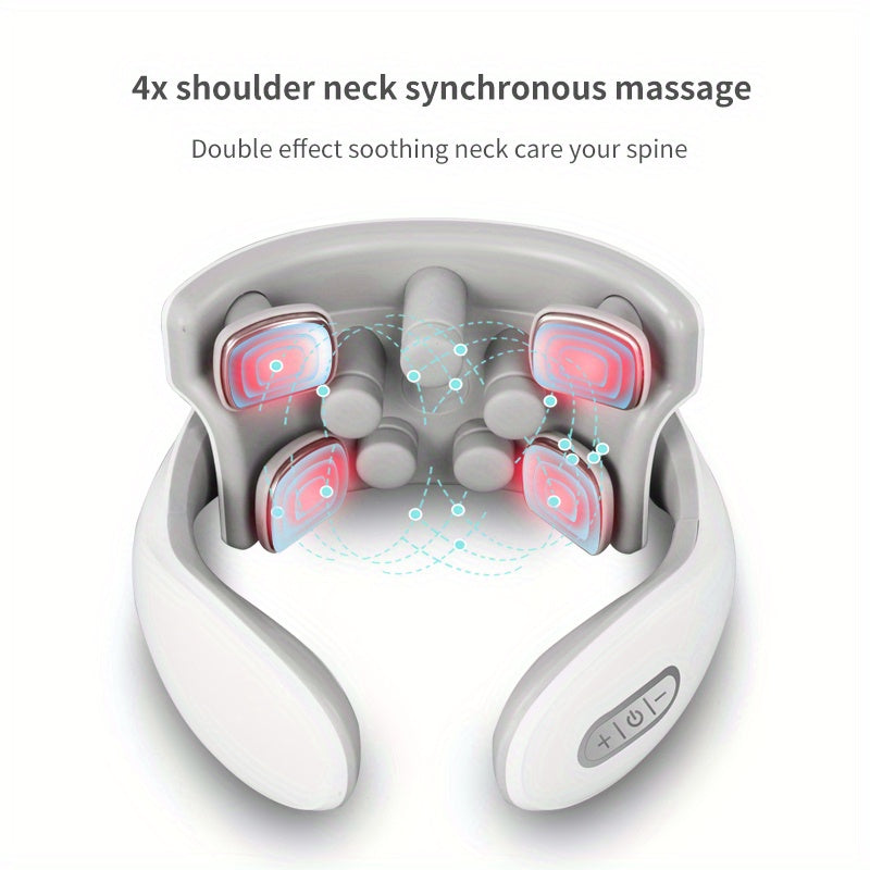Intelligent Neck and Shoulder Massager with EMS Micro Current Pulse and Heating - Relieve Cervical Spine Pain and Tension