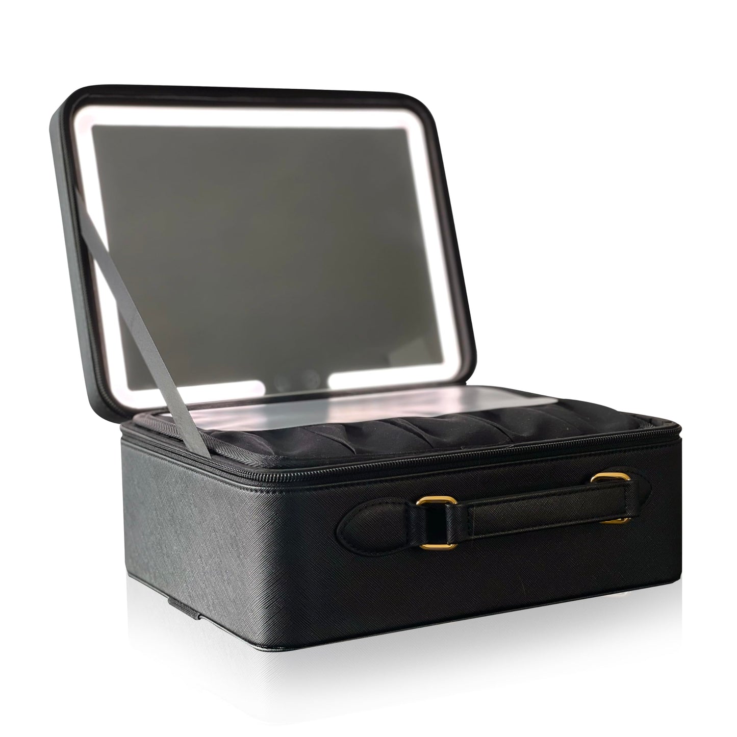 ÉCLATANT Elevate Your Beauty Routine with the Cosmetic Train Case: Organizer, Mirror, LED Light (3 Brightness Levels) - Waterproof, Ideal for Makeup, Brushes and Jewelry