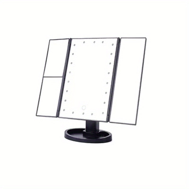 Lighted Makeup Mirror With 21 LED Lights, Two Power Supply, Touch Sensor Dimming Portable Travel And 1x/2x/3x Magnification Tri-Fold Vanity Mirror, Best Xmas Gifts For Women Girls