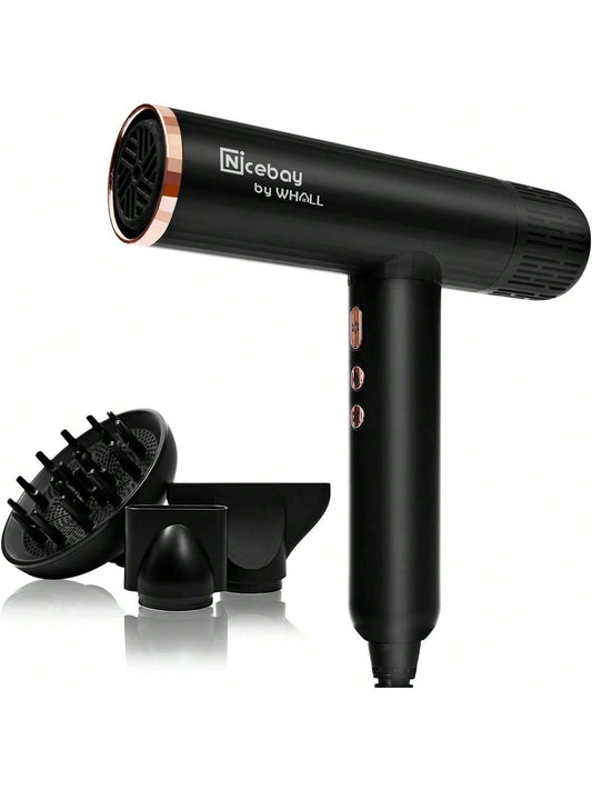 Hair Dryer, YONGSTYLE Ionic Blow Dryer with Diffuser, 1600W &110000RPM High-Speed Brushless Motor for Fast Drying, Auto-Cleaning, Constant Temperature, Lightweight Hairdryer with 3 Magnetic Attachments