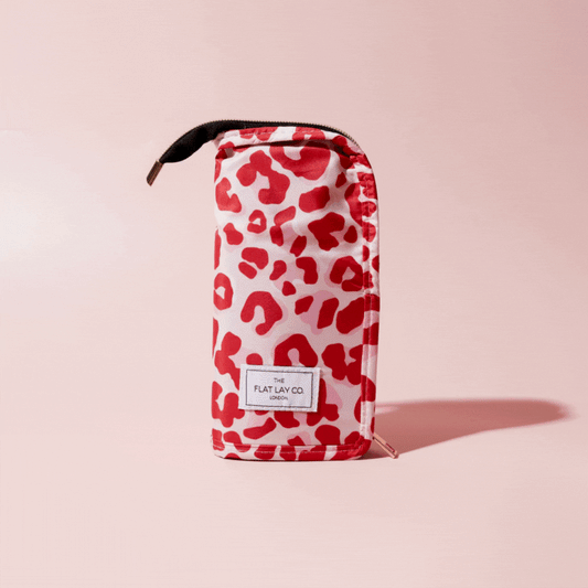 Pink Leopard Standing Brush Case and Pot