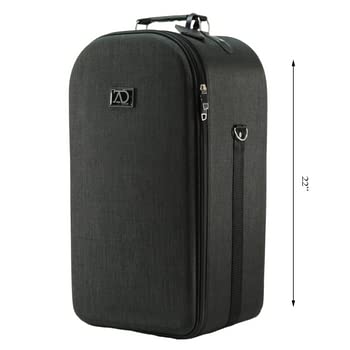 Extra Large Wig Travel Box with Top Handle, Shoulder Strap & Double Zipper, Carrying Case with Removable Head-Holding Base - (Denim Black) by Adolfo Design