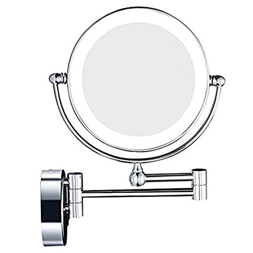 GURUN 8.5 Inch LED Lighted Wall Mount Makeup Mirrors with 7X Magnification,Chrome M1805D(8.5in, 7X)