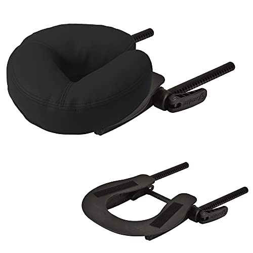 EARTHLITE Massage Table Face Cradle DELUXE ADJUSTABLE - Massage Table / Massage Chair Headrest Platform with Face Pillow, Black