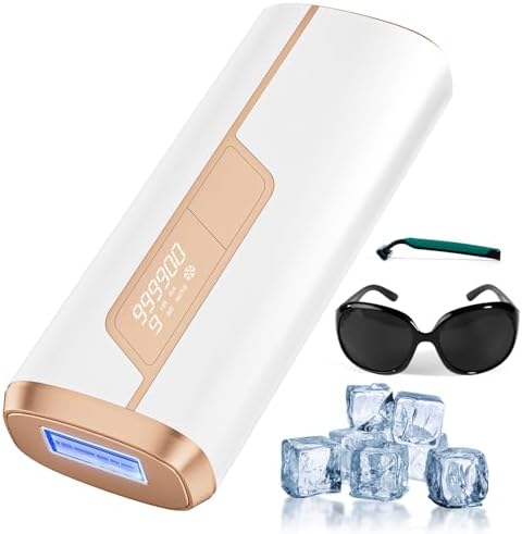 Laser Hair Removal for Women Permanent, IPL Laser Hair Removal Device with Painless Ice Cooling, HR SC RA Functions, 9 Levels, 2 Modes, 999900 Flashes IPL Laser Hair Removal Kit with Shaver, Goggles