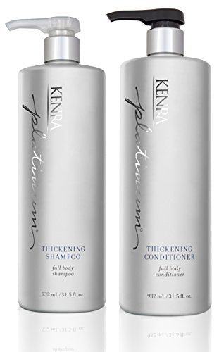 Kenra Platinum Thickening Shampoo/Conditioner | Provides Nourishment & Delivers Shine | Increases Thickness & Volume | Body & Fullness | Protects Against Humidity | All Hair Types | 31.5 fl. Oz (Set)