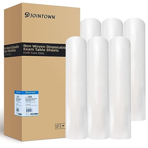 Jointown Non Woven Bed Sheets 31.5"x71"x 50 Sheets/Roll, 6 Rolls per Case for Massage, Spa, Tattoo, and Examination Tables - Disposable Eco-Friendly and Recyclable Waterproof Exam Table Sheets