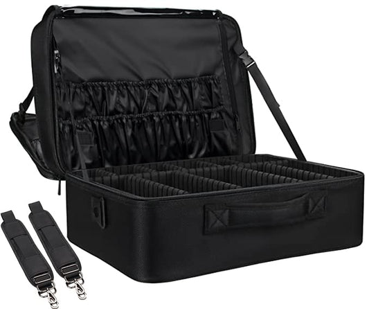 Extra-large Makeup Case, a Must for Double-layer Travel, a Storage Case for Professional Makeup Artists to Put Cosmetics, with Adjustable Partitions and Support