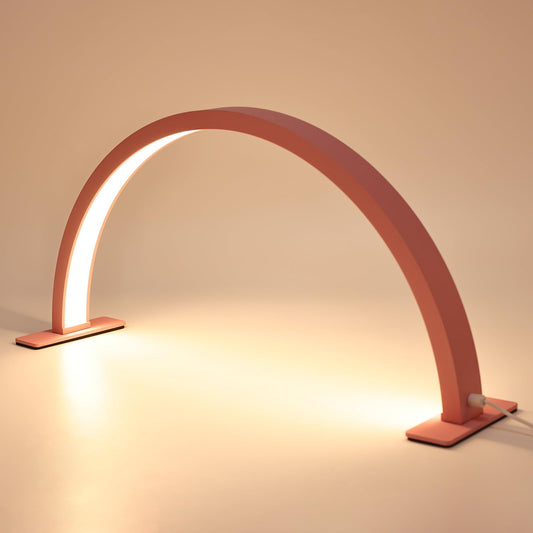 LAKIX Half Moon Nail Desk Lamp, 3000-6000K LED Lash Light with Wire Controller, Adjustable Beauty Light for Nails, Eyelash Extensions, Desk Lamp, Tattoo, Lash (Pink)