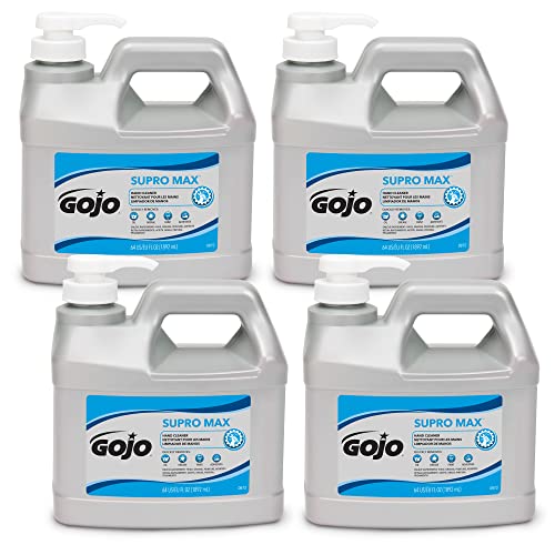 Gojo SUPRO MAX Hand Cleaner, 1/2 Gallon Heavy Duty Hand Cleaner Pump Bottle (Pack of 4) – 0972-04