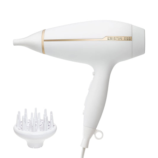 Kristin Ess Hair Iconic Style Professional Blow Dryer, Ionic Settings for Smoothing + Frizz Control, 2 Speeds, 3 Heat Settings, Dual Voltage, 1875W