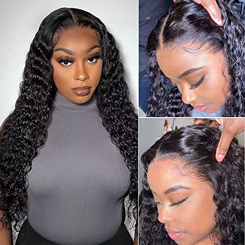 IFTIME Deep Wave Lace Front Wigs Human Hair 22 Inch 13x4 Curly Wave Lace Front Wigs Human Hair for Women Curly Lace Frontal Wig Human Hair 180% Density