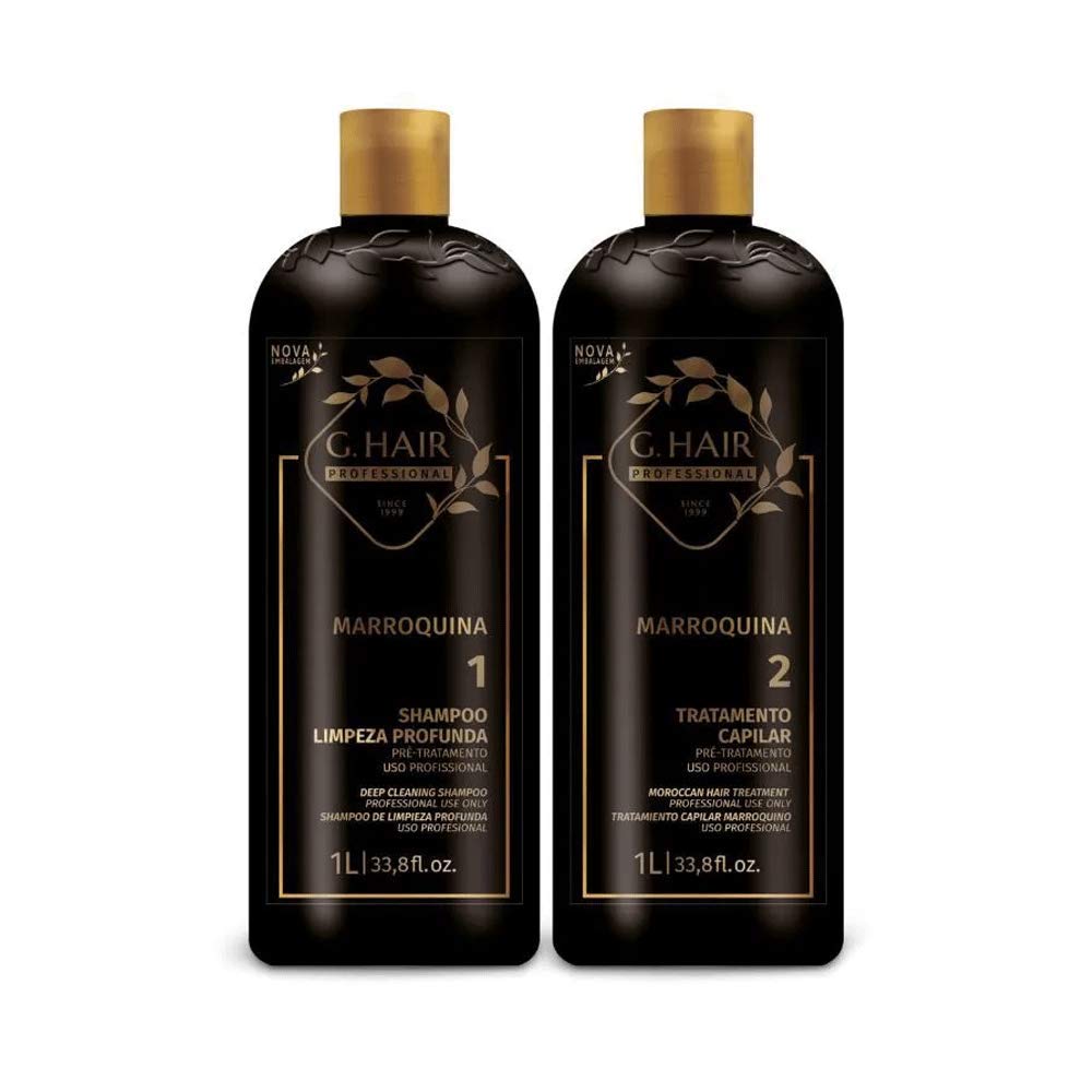 G.HAIR Moroccan Smoothing Keratin Treatment Kit (2 Steps) 33.8oz / 1L each