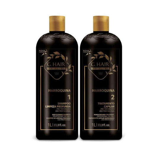G.HAIR Moroccan Smoothing Keratin Treatment Kit (2 Steps) 33.8oz / 1L each