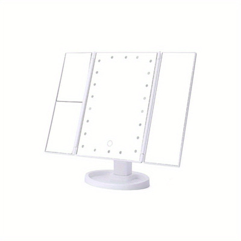 Lighted Makeup Mirror With 21 LED Lights, Two Power Supply, Touch Sensor Dimming Portable Travel And 1x/2x/3x Magnification Tri-Fold Vanity Mirror, Best Xmas Gifts For Women Girls