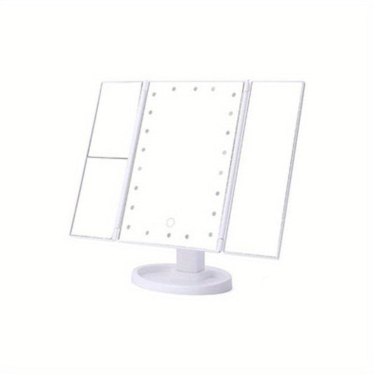 Lighted Makeup Mirror With 21 LED Lights, Two Power Supply, Touch Sensor Dimming Portable Travel And 1x/2x/3x Magnification Tri-Fold Vanity Mirror, Best Xmas Gifts For Women Girls