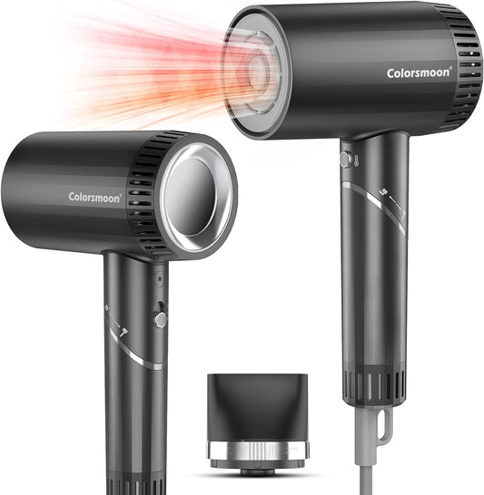 Hair Dryer, 100,000 RPM High-Speed Brushless Motor Negative Ionic Blow Dryer for Fast Drying, Compact Low Noise No Heat Damage Hair Dryer with Nozzle, Perfect for Travel/Gift