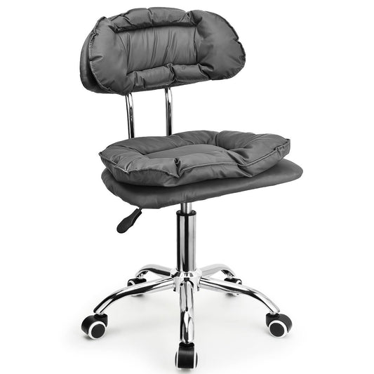 JOSTZHXIN Rolling Stool Backrest, Thick Seat Padding, Heavy Duty Home Office Rolling Chair, Adjustable Height Swivel Stool Chair for Nail Salon Spa Massage Tattoo Work (Dark Grey)