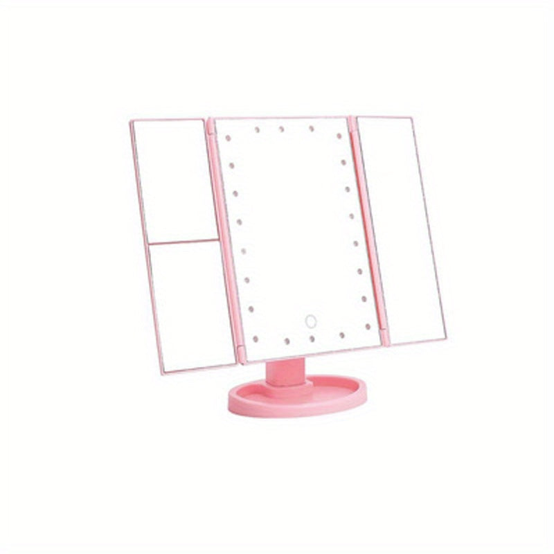 Lighted Makeup Mirror With 21 LED Lights, Two Power Supply, Touch Sensor Dimming Portable Travel And 1x/2x/3x Magnification Tri-Fold Vanity Mirror, Best Xmas Gifts For Women Girls