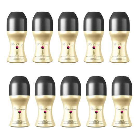 Far Away Women's Antiperspirant Roll-On Deodorant 50 ml, Floral and oriental scent, Notes of sandalwood, jasmine and freesia (Pack Of 10)
