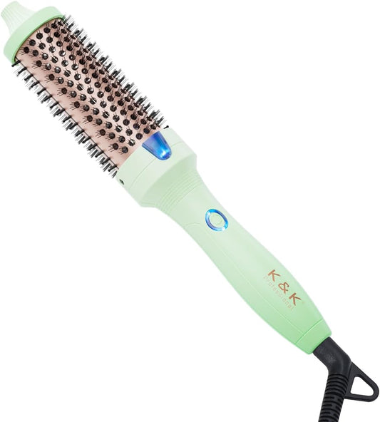 K&K 1.5 Inch Ceramic Curling Iron Brush - Double MCH Heater, 30s Heating, Cool-Tip Burn Protection, Non-Damaging 180 Degree Heat, Dual Voltage For Travel