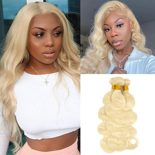 Blonde Bundles Body Wave 613 Hair 3 Bundle Unprocessed Virgin Hair Weave For Women Brazilian Remy Hair 3 Bundle Wet And Wavy Bundles 613 Bundle 24 26 28 Inch