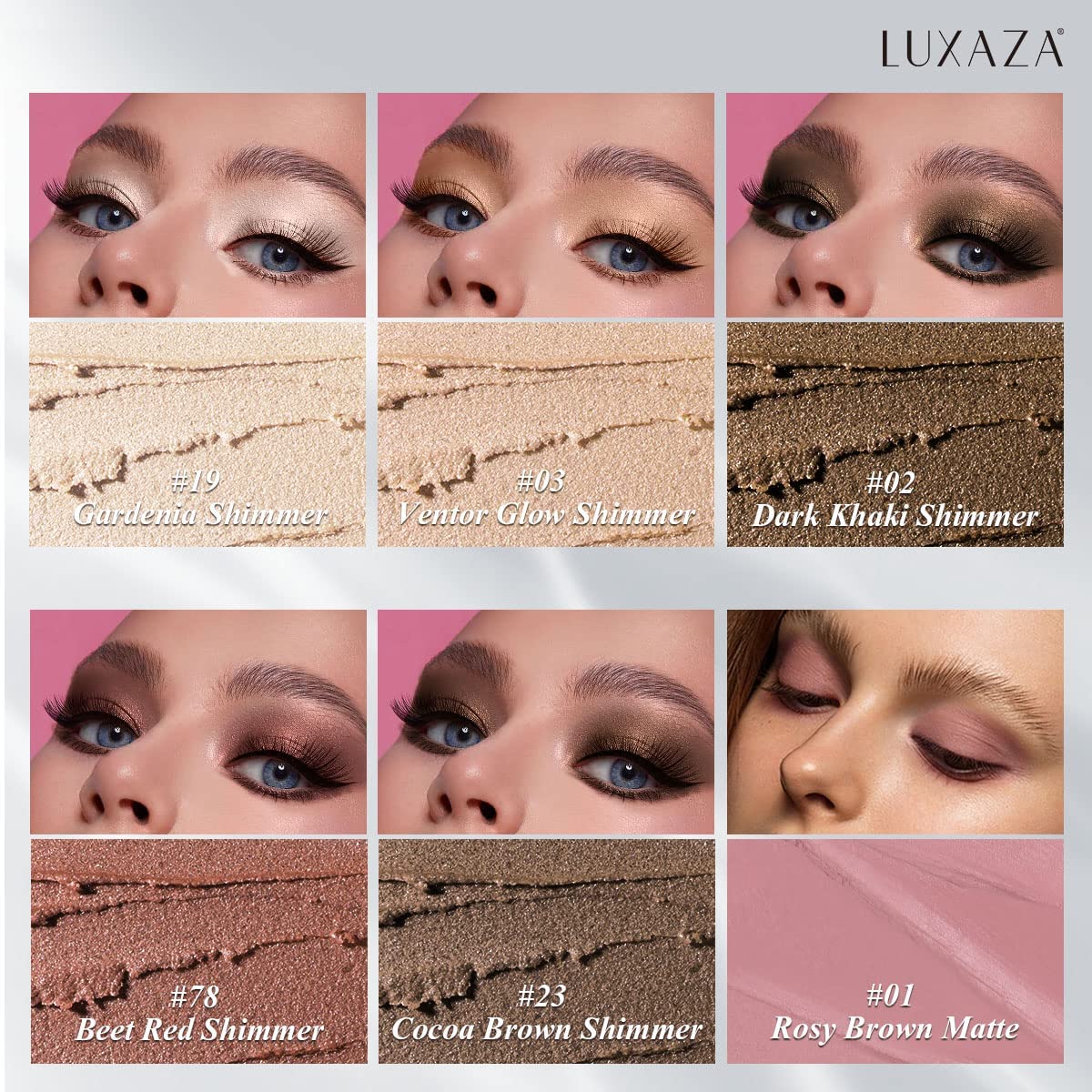 LUXAZA 6PCS Neutral Eyeshadow Stick Blush Pearl Pink Brown Makeup Set,Metallic And Matte Shimmer Cream Eye Shadow Pencil Crayon,Eye Brightener Highlighter Eyeliner Crayon Make up Set