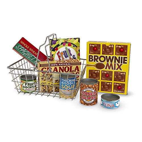 Melissa & Doug Grocery Basket - Pretend Play Toy With Heavy Gauge Steel Construction