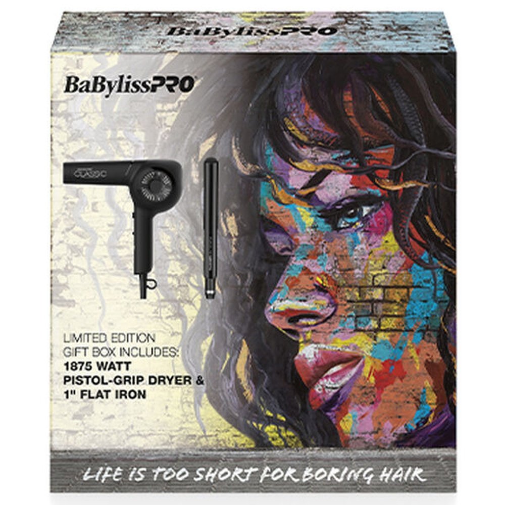 BabylissPro Classic Gift Box 2021(1875W Pistol Dryer & 1" Porcelain Ceramic Flat Iron)[**]