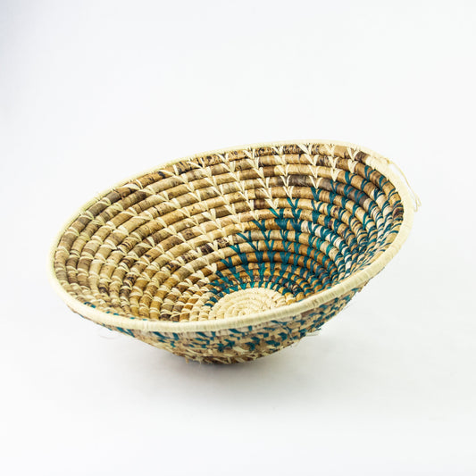 Grass-Woven Basket, Green/Natural Spiral