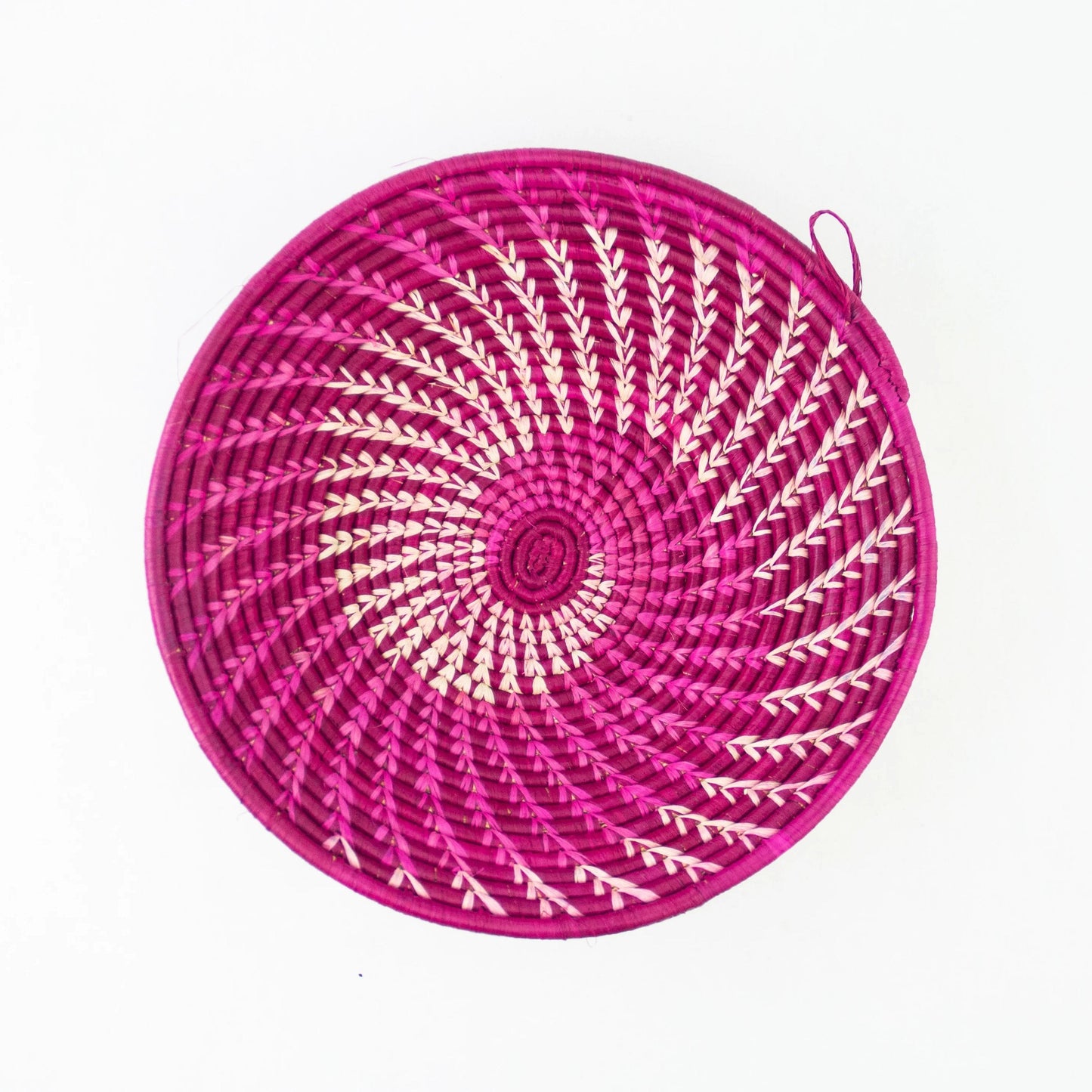 Grass-Woven Basket, Raspberry Spiral