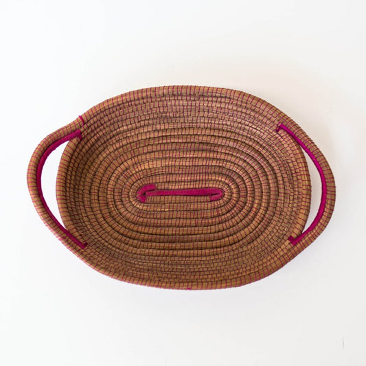 Pine Needle Basket, Fuschia Oval