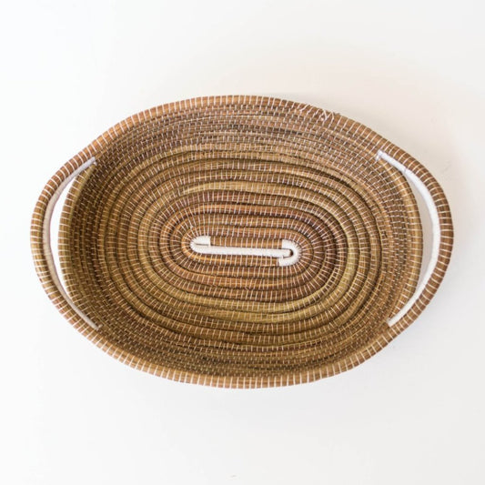 Pine Needle Basket, White Oval