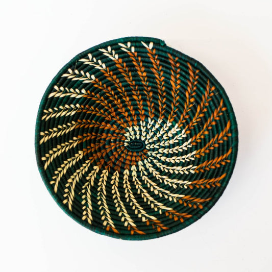 Grass-Woven Basket, Green/Orange Vine