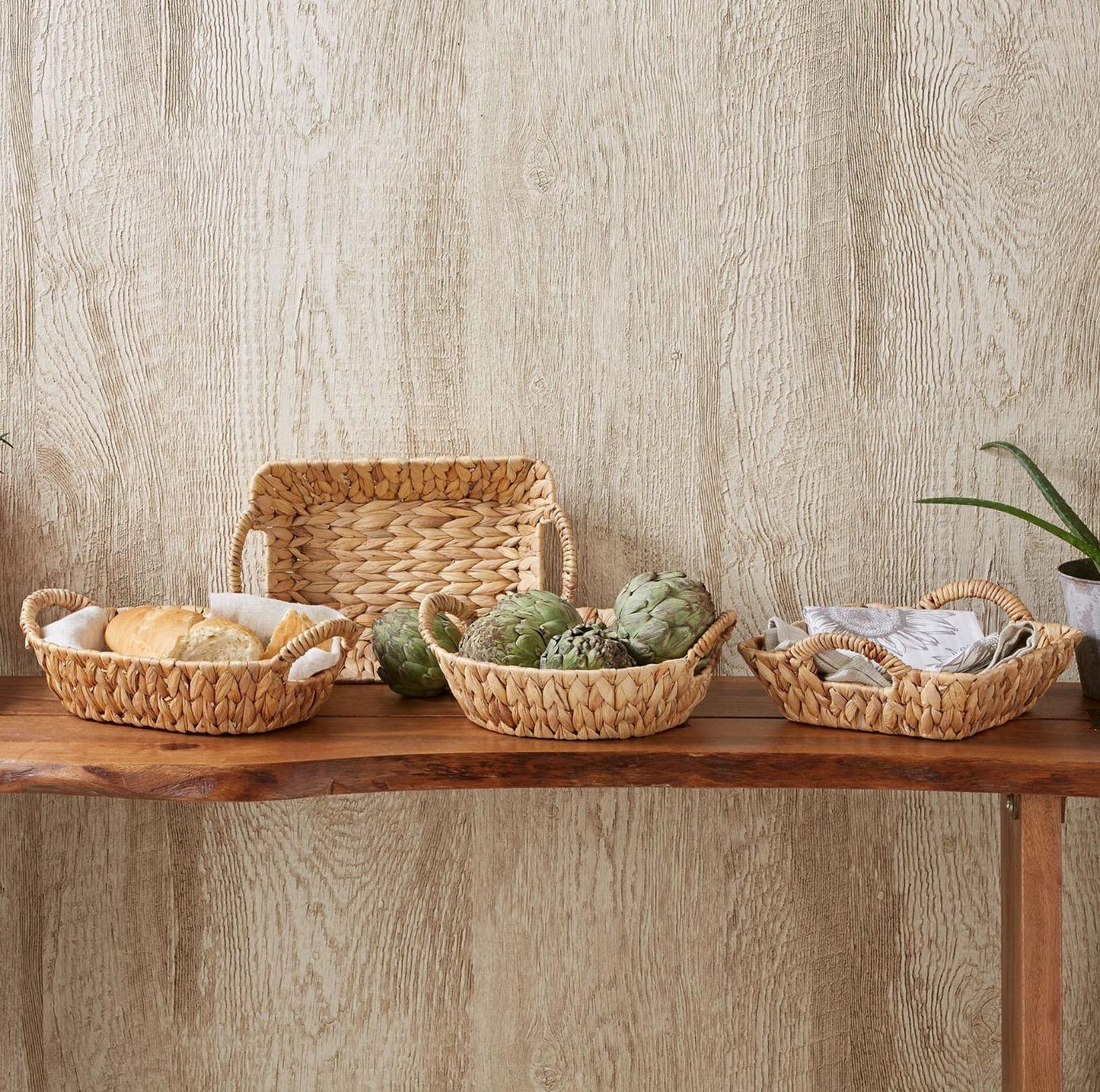 Hand-Crafted Handled Water Hyacinth Baskets