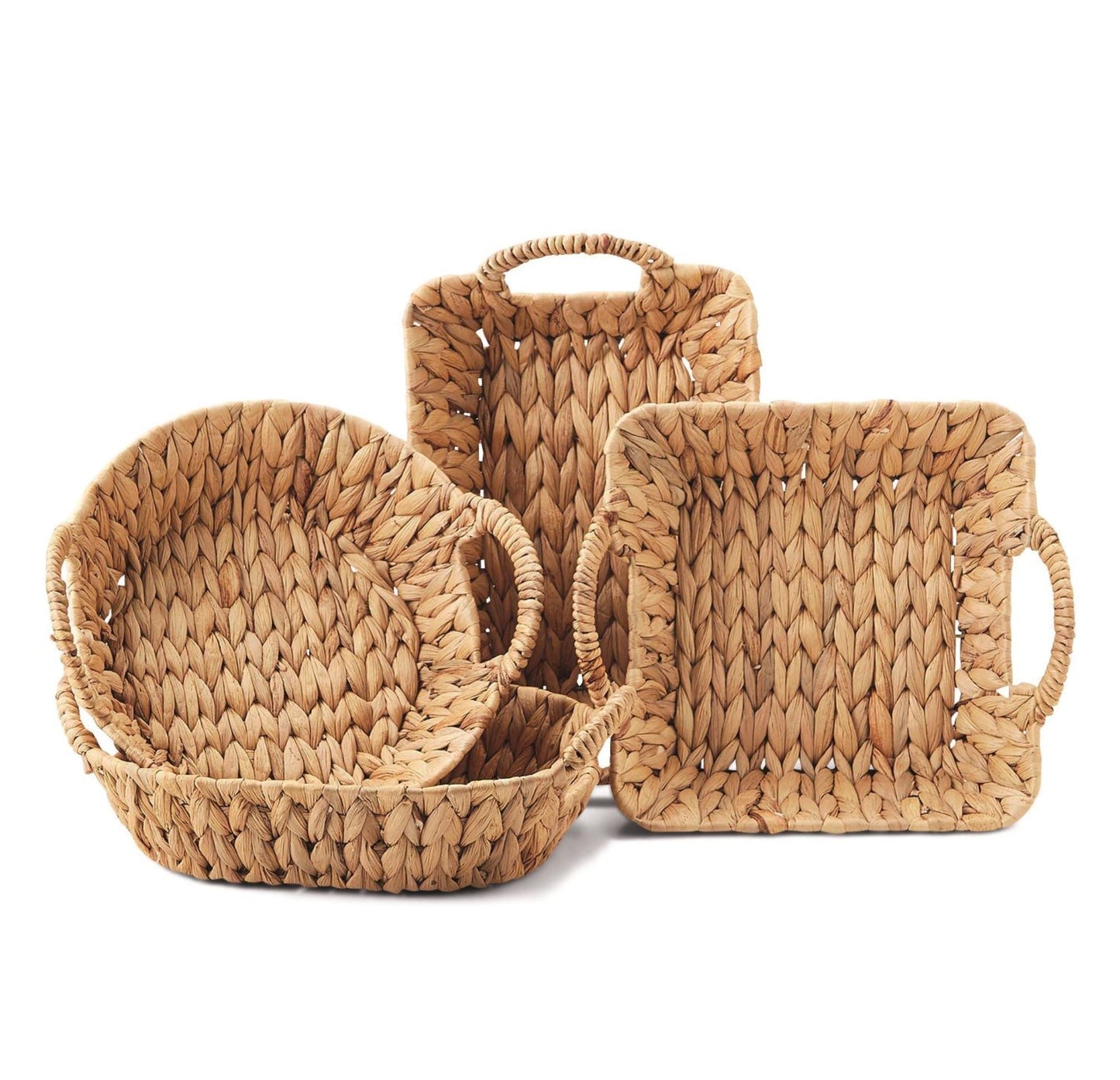 Hand-Crafted Handled Water Hyacinth Baskets