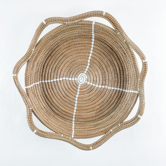 Pine Needle Basket, White Circle