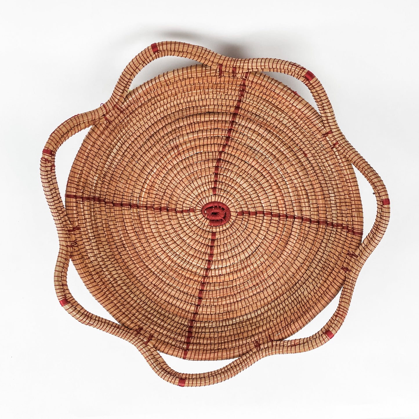 Pine Needle Basket, Maroon Circle