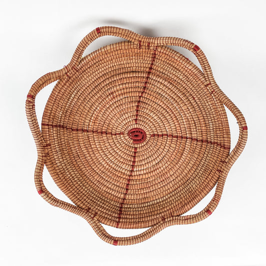 Pine Needle Basket, Maroon Circle