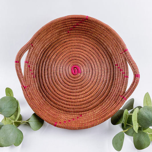 Pine Needle Basket, Fuschia Circle