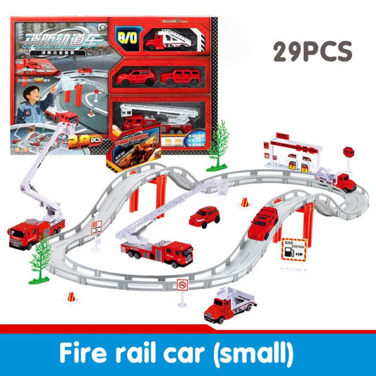 Diy Alloy Electric City Plane, Rc Police, Engineering Car, Rail Car Toy Set Educational Boy Slotcar Track Car Birthday