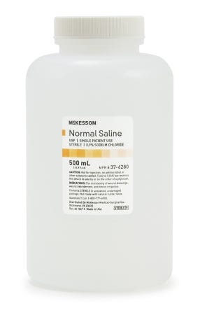 McKesson Irrigation Solution Sodium Chloride 0.9% Solution Bottle, Screw Top 500 mL Case of 18